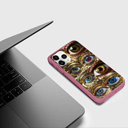 Чехол iPhone 11 Pro матовый Металлические глаза в стиле стимпанк, цвет: 3D-малиновый — фото 2