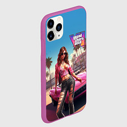 Чехол iPhone 11 Pro матовый GTA 6 girl logo, цвет: 3D-фиолетовый — фото 2
