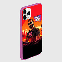 Чехол iPhone 11 Pro матовый GTA 6 logo персонаж, цвет: 3D-фиолетовый — фото 2