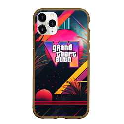 Чехол iPhone 11 Pro матовый GTA 6 logo абстракция яркая