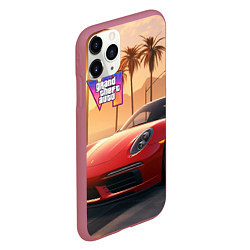 Чехол iPhone 11 Pro матовый GTA 6 logo auto style, цвет: 3D-малиновый — фото 2