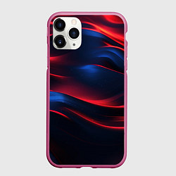 Чехол iPhone 11 Pro матовый Красно-синие полосы, цвет: 3D-малиновый