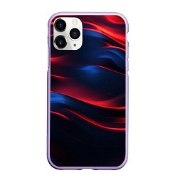 Чехол iPhone 11 Pro матовый Красно-синие полосы, цвет: 3D-светло-сиреневый