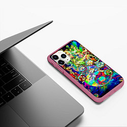 Чехол iPhone 11 Pro матовый Знаковые пузырьки, цвет: 3D-малиновый — фото 2