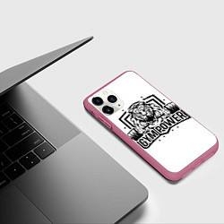 Чехол iPhone 11 Pro матовый Сила тренажерки, цвет: 3D-малиновый — фото 2
