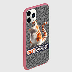 Чехол iPhone 11 Pro матовый Агрессивный котзилла, цвет: 3D-малиновый — фото 2