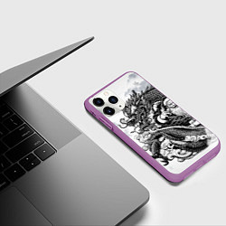 Чехол iPhone 11 Pro матовый Дракон и санта, цвет: 3D-фиолетовый — фото 2