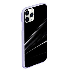 Чехол iPhone 11 Pro матовый Белые полосы на черной абстракции, цвет: 3D-светло-сиреневый — фото 2