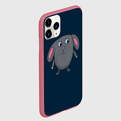 Чехол iPhone 11 Pro матовый Милый серый зайка, цвет: 3D-малиновый — фото 2
