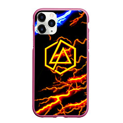 Чехол iPhone 11 Pro матовый Linkin park storm inside steel, цвет: 3D-малиновый