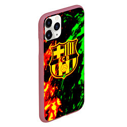 Чехол iPhone 11 Pro матовый Barcelona огненное лого, цвет: 3D-малиновый — фото 2