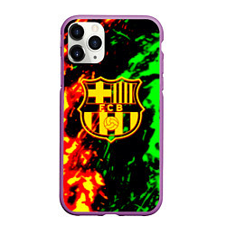 Чехол iPhone 11 Pro матовый Barcelona огненное лого, цвет: 3D-фиолетовый