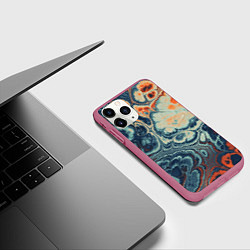 Чехол iPhone 11 Pro матовый Абстрактный разноцветный узор, цвет: 3D-малиновый — фото 2