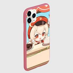 Чехол iPhone 11 Pro матовый Genshin Impact Кли cute chibi, цвет: 3D-малиновый — фото 2