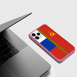 Чехол iPhone 11 Pro матовый Россия и СССР, цвет: 3D-малиновый — фото 2