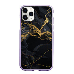 Чехол iPhone 11 Pro матовый Золотой путь на черном граните, цвет: 3D-светло-сиреневый
