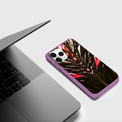 Чехол iPhone 11 Pro матовый Красные кристаллы и камень, цвет: 3D-фиолетовый — фото 2