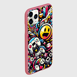 Чехол iPhone 11 Pro матовый Паттерн с играми, цвет: 3D-малиновый — фото 2