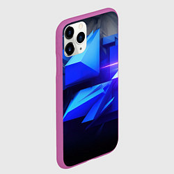 Чехол iPhone 11 Pro матовый Black blue background abstract, цвет: 3D-фиолетовый — фото 2