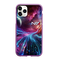 Чехол iPhone 11 Pro матовый Mass Effect - N7, цвет: 3D-фиолетовый