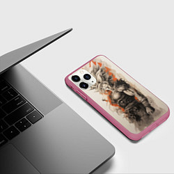 Чехол iPhone 11 Pro матовый Super Saiyan Goku, цвет: 3D-малиновый — фото 2