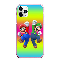 Чехол iPhone 11 Pro матовый Братья Марио, цвет: 3D-розовый
