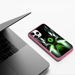 Чехол iPhone 11 Pro матовый Зеленый луч, цвет: 3D-малиновый — фото 2