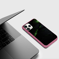 Чехол iPhone 11 Pro матовый Металл и зеленый свет, цвет: 3D-малиновый — фото 2