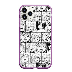 Чехол iPhone 11 Pro матовый Ahegao pattern, цвет: 3D-фиолетовый