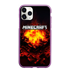 Чехол iPhone 11 Pro матовый Minecraft огненные кубики