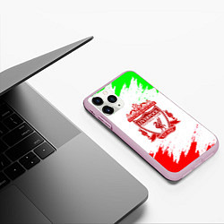 Чехол iPhone 11 Pro матовый Liverpool краски спорт, цвет: 3D-розовый — фото 2