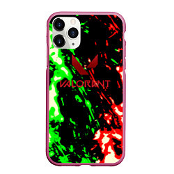 Чехол iPhone 11 Pro матовый Valorant flame fire, цвет: 3D-малиновый