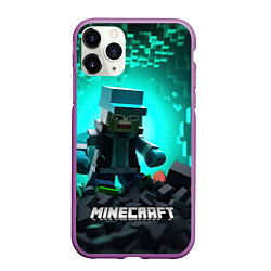 Чехол iPhone 11 Pro матовый Minecraft квадратный персонаж