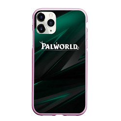 Чехол iPhone 11 Pro матовый Palworld лого на темном зеленом фоне, цвет: 3D-розовый