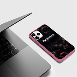 Чехол iPhone 11 Pro матовый Palworld dark logo, цвет: 3D-малиновый — фото 2