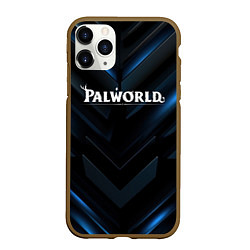 Чехол iPhone 11 Pro матовый Palworld logo blue neon abstract black, цвет: 3D-коричневый