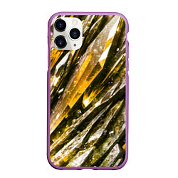 Чехол iPhone 11 Pro матовый Драгоценные кристаллы жёлтые