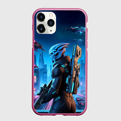 Чехол iPhone 11 Pro матовый Mass Effect - ai art, цвет: 3D-малиновый