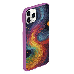 Чехол iPhone 11 Pro матовый Звездный вихрь абстрактная живопись, цвет: 3D-фиолетовый — фото 2