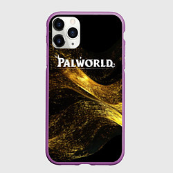 Чехол iPhone 11 Pro матовый Palworld логотип золотая пыльца, цвет: 3D-фиолетовый