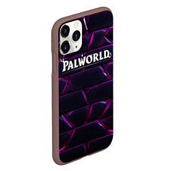 Чехол iPhone 11 Pro матовый Palworld логотип фиолетовые яркие плиты, цвет: 3D-коричневый — фото 2