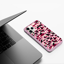 Чехол iPhone 11 Pro матовый Камуфляжные розовые котики, цвет: 3D-розовый — фото 2
