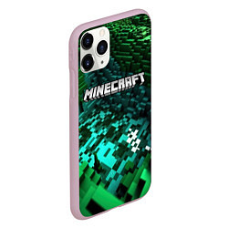Чехол iPhone 11 Pro матовый Minecraft logo в стиле киберпанк, цвет: 3D-розовый — фото 2