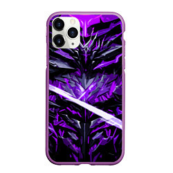 Чехол iPhone 11 Pro матовый Фиолетовый камень на чёрном фоне