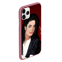 Чехол iPhone 11 Pro матовый Michael Jackson с пантерой и автографом, цвет: 3D-малиновый — фото 2