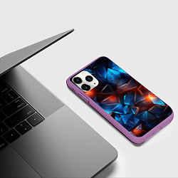 Чехол iPhone 11 Pro матовый Синие и красные осколки стекла, цвет: 3D-фиолетовый — фото 2
