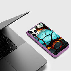 Чехол iPhone 11 Pro матовый Абстрактные камни разломленные, цвет: 3D-фиолетовый — фото 2