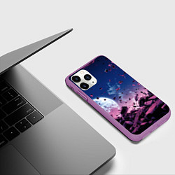Чехол iPhone 11 Pro матовый Абстрактные частицы в космосе, цвет: 3D-фиолетовый — фото 2