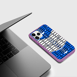 Чехол iPhone 11 Pro матовый Сине-белая техно броня, цвет: 3D-фиолетовый — фото 2