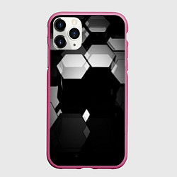 Чехол iPhone 11 Pro матовый Нано соты шестиугольник, цвет: 3D-малиновый